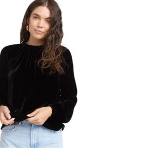 Bella Dahl - Velvet Raglan Sleeve Blouse Black